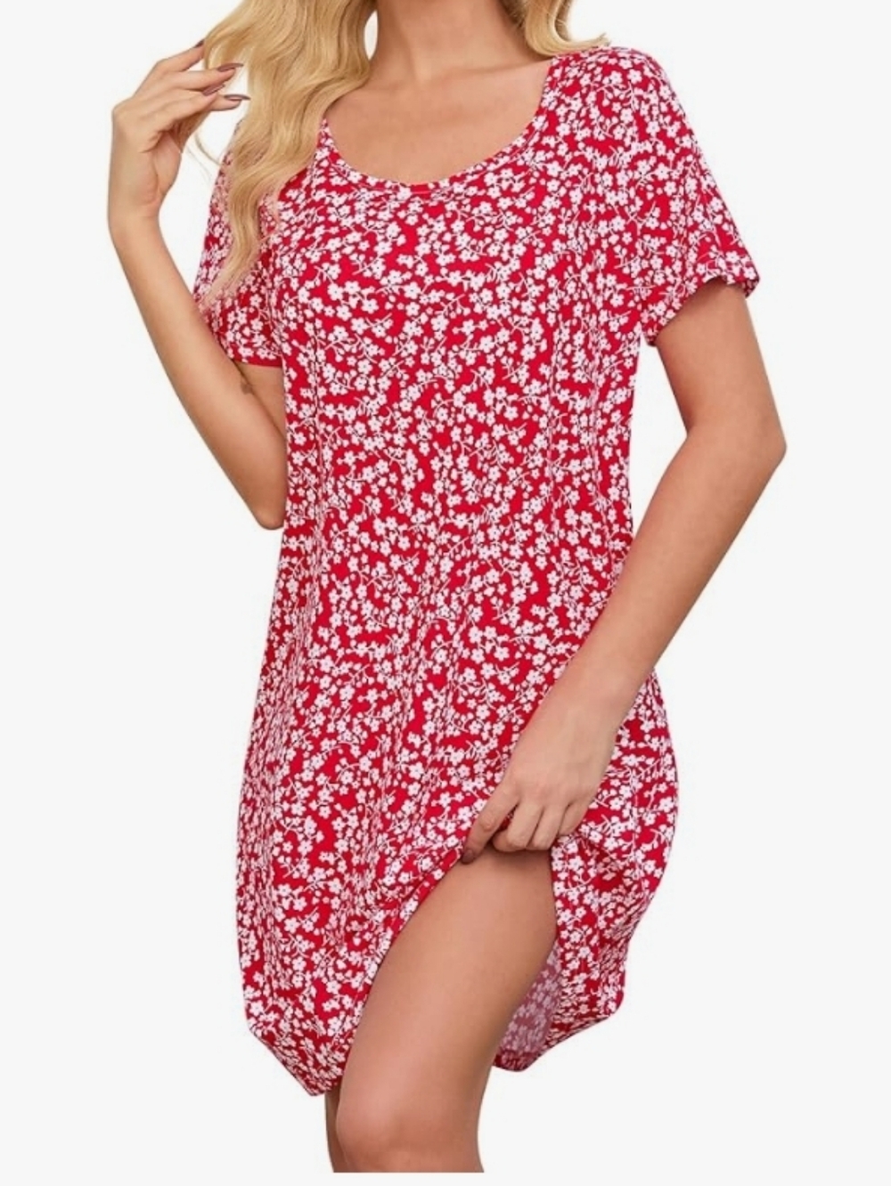 Red Floral Nightgown Cotton Sleepwear Plus Size Women's Size XL NEW
